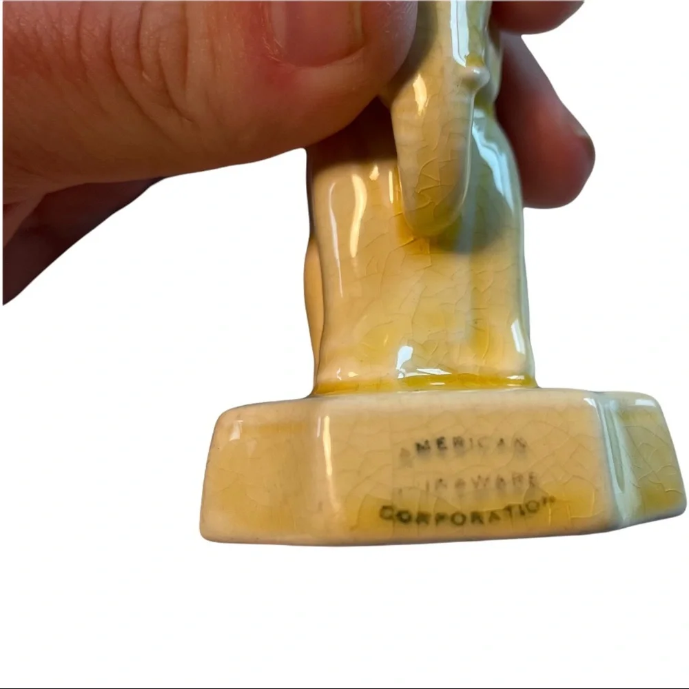 Vtg American Chinaware Corporation Ceramic Yellow Elephant Ohio USA Pottery 3.5” - Picture 7 of 9